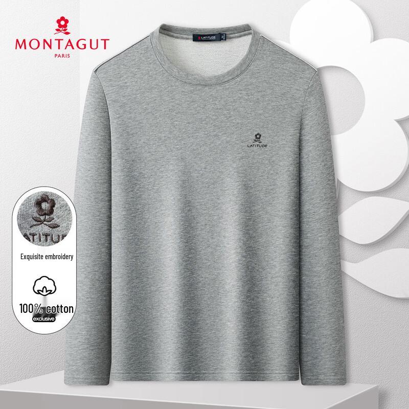 MONTAGUT Men s Embroidered Cotton Crewneck Sweatshirt 50