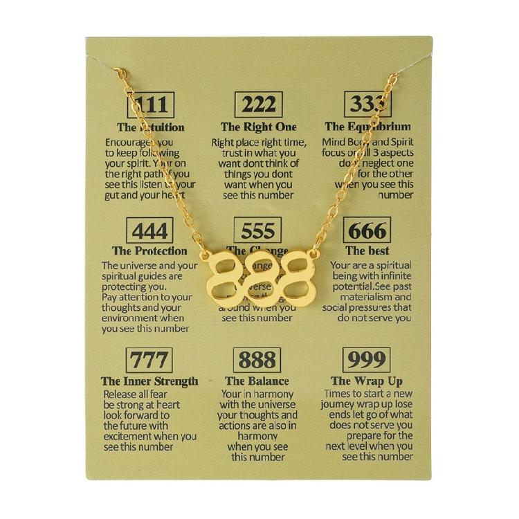 Stainless Steel Angel Number Necklace 111 222 333 444 555 666 777 888 999