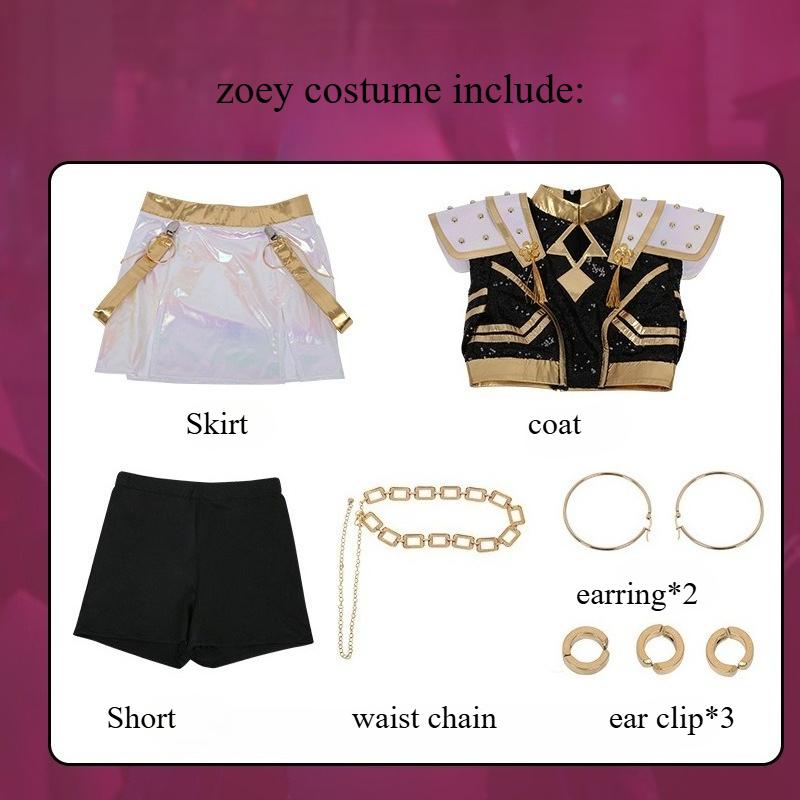 ANIMECC SKLADEM Huntrix Rumi Mira Zoey Cosplay Dětský Dospělý Kostým Paruka K-pop Lovci Démonů Černá Zlatá Halloween pro Ženy