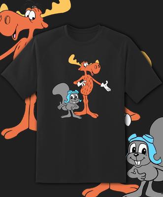 Rocky und Bullwinkle Retro Logo T-Shirt Jugendgröße M - Erwachsene Größe 6XL!