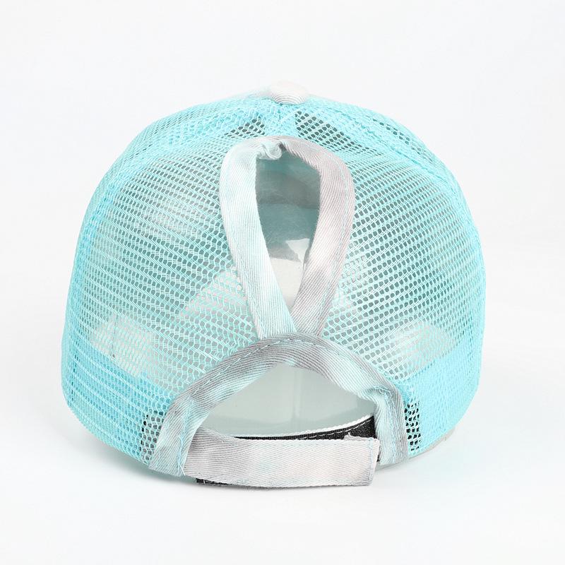 Unisex Tie-Dye Ponytail Baseball Cap with Sun Protection Mesh for Long Hair
