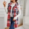 Women Plus Size Plaid Print Flap Detail Sleeveless Coat Ladies Fashion Sleeveless Thick Thermal Vest Women Outwear