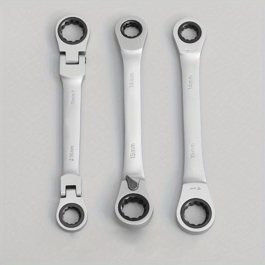 6 In1 Multifunctional Torque Double Head Reversible Ratchet Combination Spanner Set Chrome Vanadium Steel Ratchet Folding Wrench