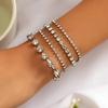 4pcs Set Luxury Imitation Pearl Chain Beaded Bracelet for Women Exquisite Charm Gold Color Stainless Steel Bangle Jewelry Set