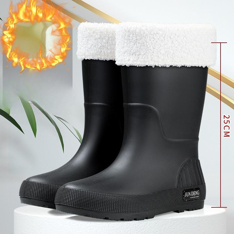 Mode Plus Samt Mittelhohe Damen Gummistiefel Regenstiefel Regenstiefel Outdoor Arbeit Rutschfest Wasserdicht Gummischuhe