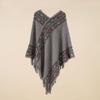 Stripe Knitted Cape Printing Tassel Scarves Simple Ethnic Style Scarf  Autumn Winter