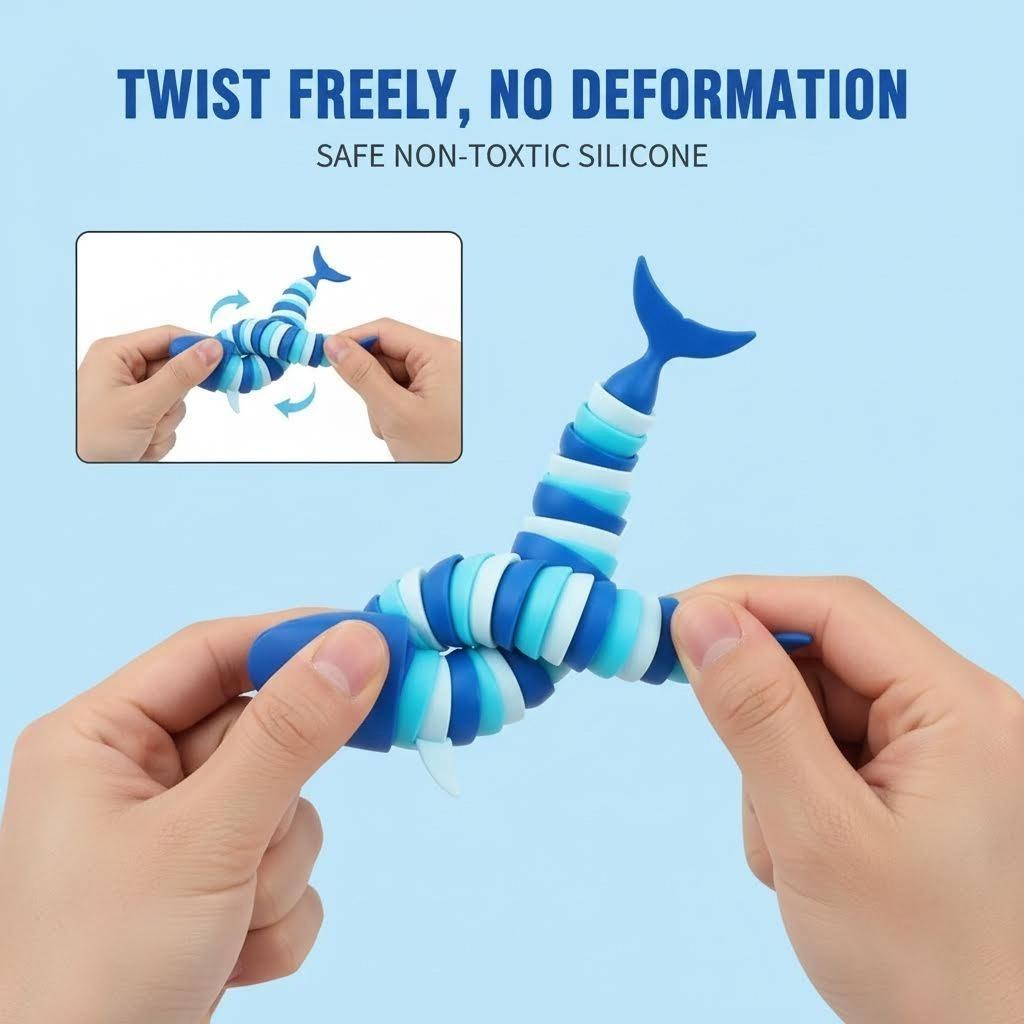 Fidget Toys Slug 3D Articulated Stretch Shark Stress Reliever For Adults Kids Anti-Anxiety Office Desk Toy Gifts