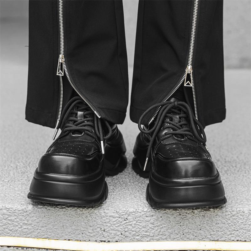 Platform Dad Shoes Ins Heightening Casual Versatile Big Head Derby Shoes Black Muffin Bread Shoes 54458-J