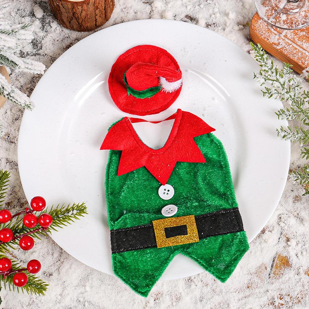 Ubrania z butelek wina wielokrotnego użytku na Boże Narodzenie, pokrowiec na świątecznego elfa do ozdoby domu