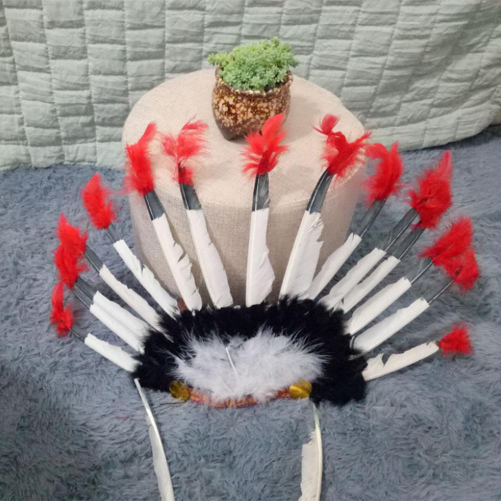 Native American Chief Headdress Cosplay Indian Costume Artificial Feather Head Dress Headpiece