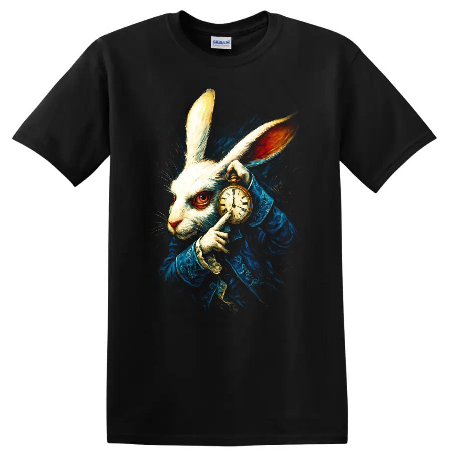 Alice In Wonderland White Rabbit Pocket Watch T Shirt Vintage Fairy Tale Tee