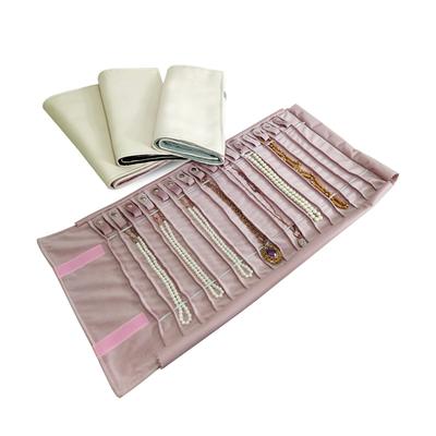 Högkvalitativ PU-läder Smyckesrulleväska 16 Halsband Hänge Armband Kedja Förvaringsväska Svart/Grå/Rosa/Grön 4 Färgval