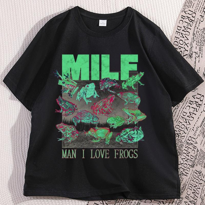Funny Man I Love Frogs TShirts Vintage Frog Lover Tee Shirt Casual Cotton Short Sleeve Round Neck Tees Soft High Quality Tops