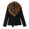 Manteau en laine Automne/Hiver pour Femmes Européennes et Américaines avec Col en Fourrure - Style Urbain Tendance, Design Polyvalent