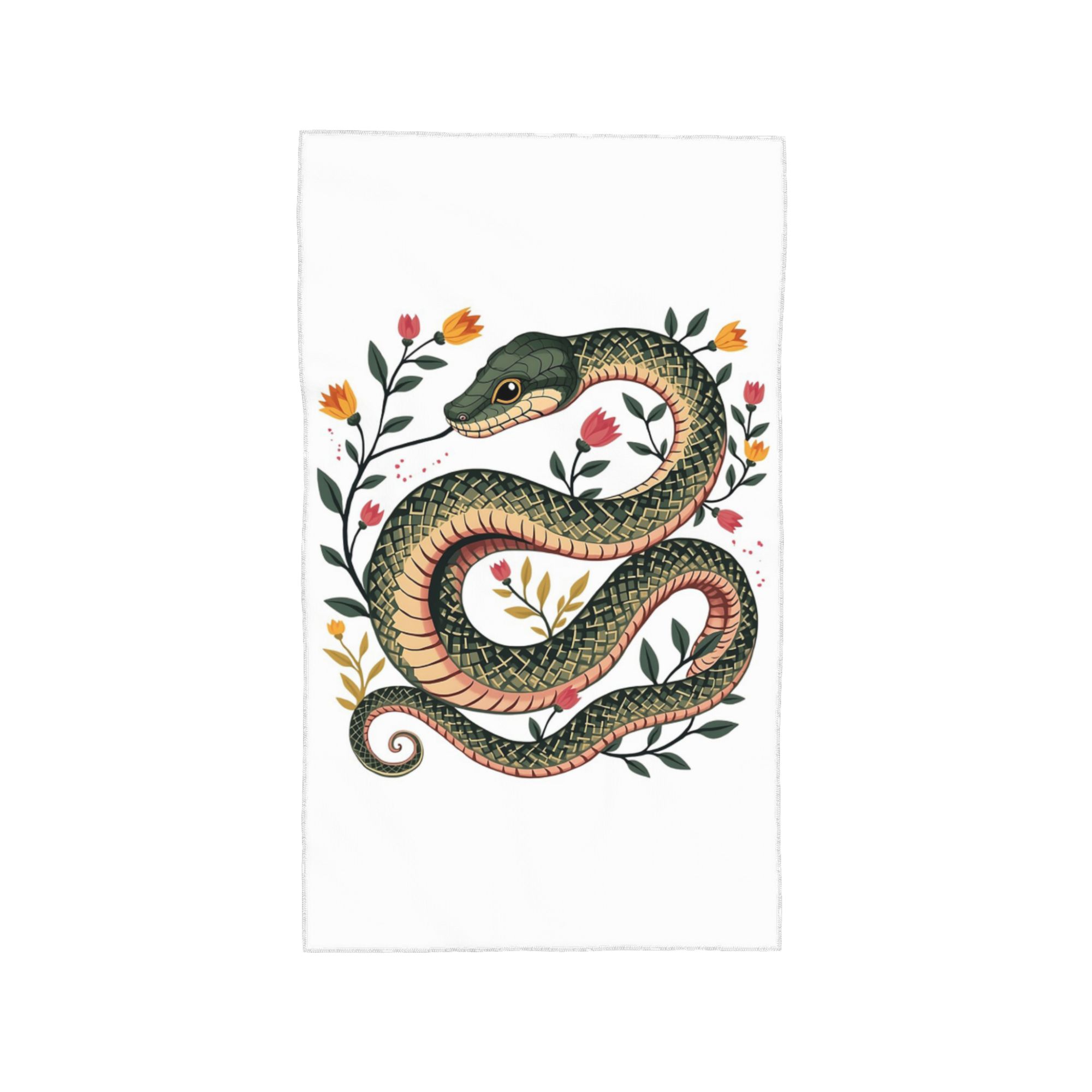 Botanical Serpent Nature Inspired Soft Face Towel Quick Dry Pool Bath Cotton Towels Absorbent W30*H60(CM)