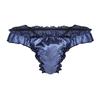 Mens Satin Underwear Sissy Bikini Briefs Thong Ruffle Lace Shiny Panties Underpants