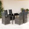 VidaXL Garden Bistro Set 7 Pcs Grey Cushions Poly Rattan 3277168