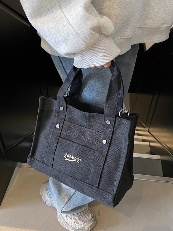 Canvas Small Tote Bag For Women With Zipper Closure And Pouch For Daily Use