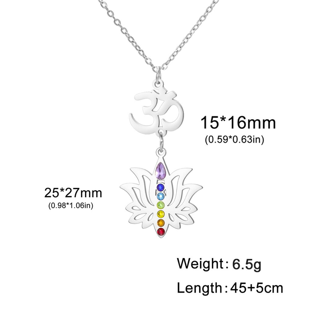  Yoga 7 Chakras Necklaces for Women Buddhist Lotus Pendant Necklace Stainless Steel Meditation Spiritual Jewelry Gift