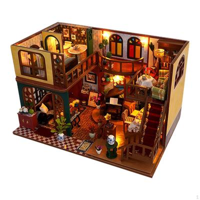 DIY Miniature Dollhouse Kits Room Box with Furniture and Light Creative Gift, Dustproof Cover