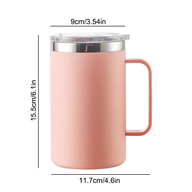 304 Stainless Steel Coffee Cup Mug 650ml Double Layer Anti Scalding Insulated Water Bottle With Lid Milk Cup Tea Cup With Handle