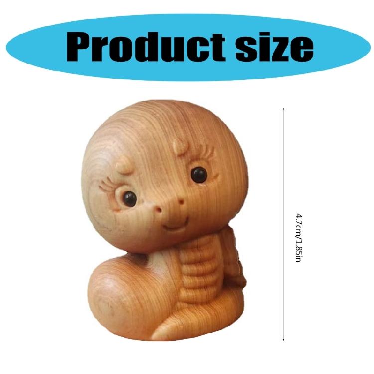2025 Snake New Years Figurine Statue Wood Carving Zodiacs Snake Decoration Desk Car Interior Ornament