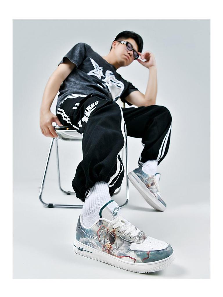 Nezha Jahr der Schlange Air Force One Low-Top Weiße Freizeitsneaker - Unisex