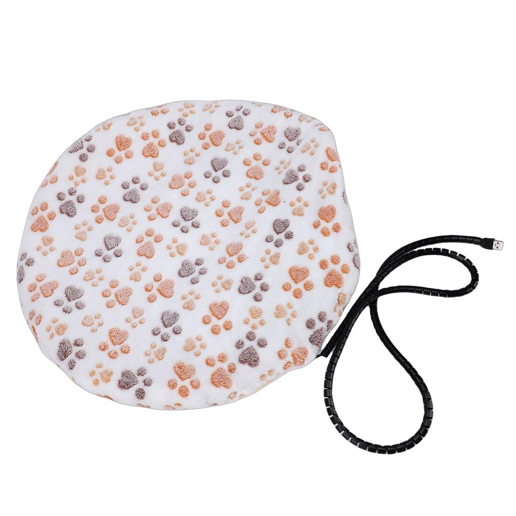 USB Pet Heating Pad Round Double Sided Flannel Thick Warm Dog Cat Heated Blanket Mat for Winter Cold Weather