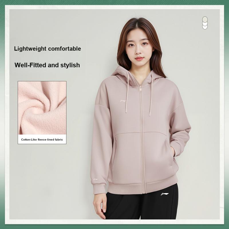 Li Ning Round Neck Pullover Sports Fashion Versatile Comfortable Trendy Simple Sweatshirt Women Sweatshirt AWDVJ00-2