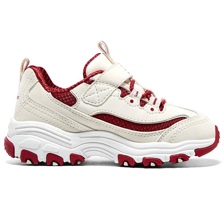 Skechers Kids Fashion Versatile Comfortable Toe Protection Non-Slip Kick-Resistant Rebound Low-Top Walking Shoes Baby Shoes Beige Red 80588N-NTRD