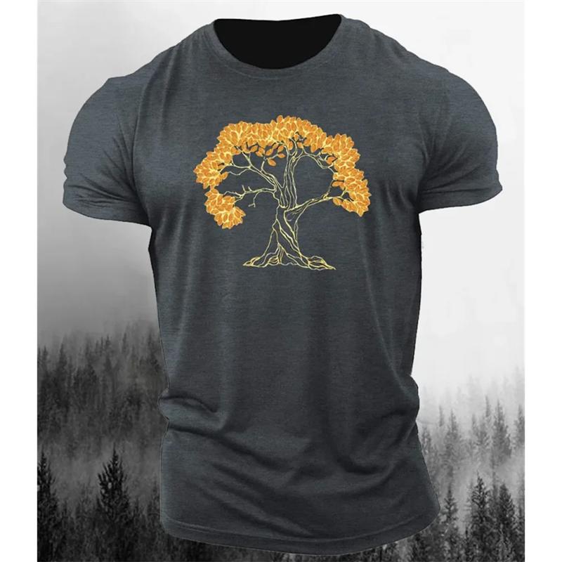 Vintage Tree Pattern 3d Print T-shirts Loose Oversized Fashion Sports Tops Street Casual Men's T-shirts