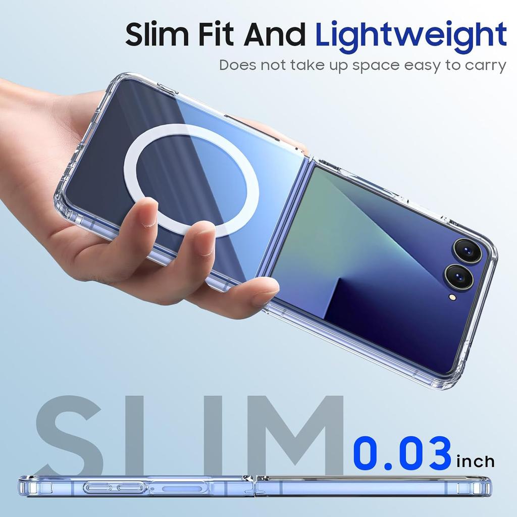 Wireless Charging Hard+Soft Clear Magnetic Case For Samsung Galaxy Z Flip7 Flip 7 G Shockproof Back Phone Cover