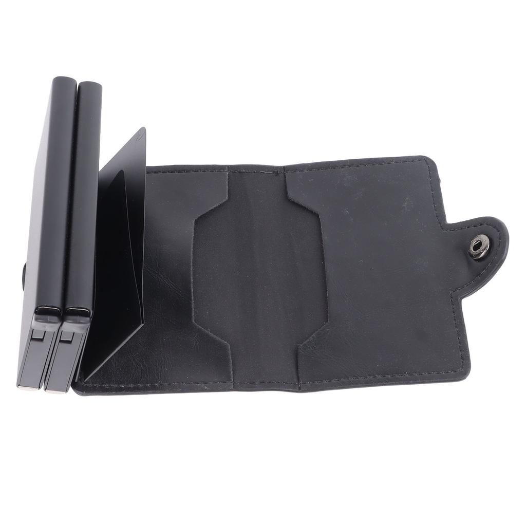 Card Holder Black Card Case RFID Blocking Aluminium Alloy PU Anti Degaussing Large Capacity