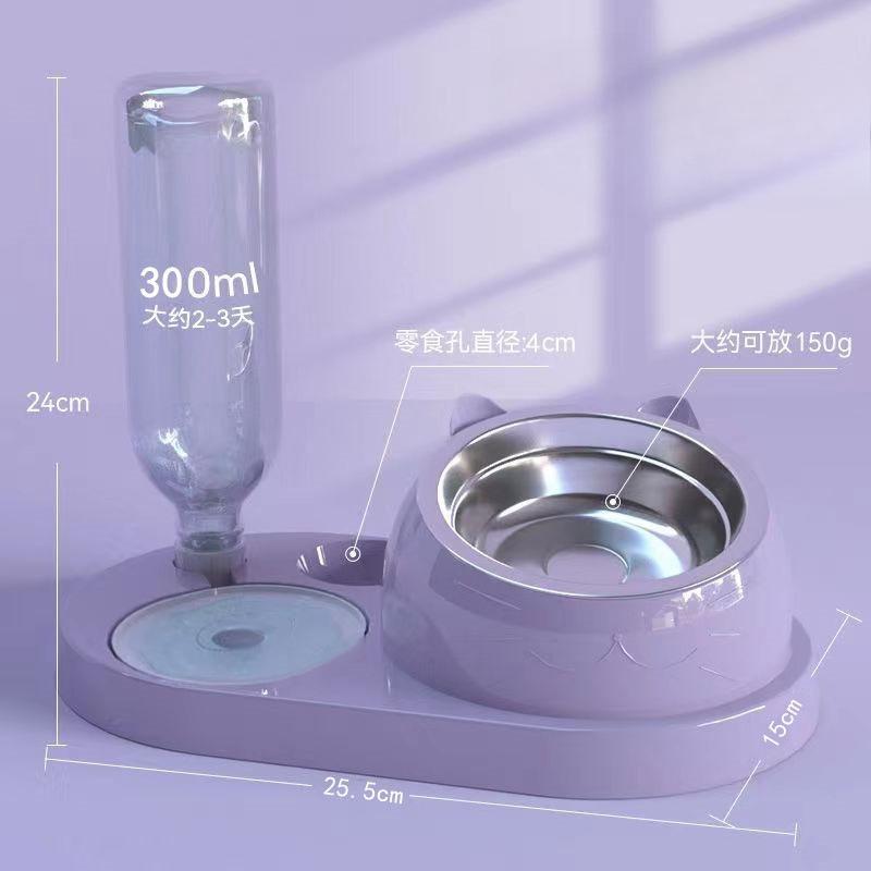 2 In 1 Cat Bowl Water Dispenser Automatic Water Storage Pet Food Bowl Food Container with Waterer Feeder Dog Cat Food Bowl