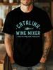 Herren Schwarzes T-Shirt 'Catalina Wine Mixer' Helikopter Grafik Kurzarm T-Shirt Lässig Rundhals Filmzitat Lustige T-Shirts