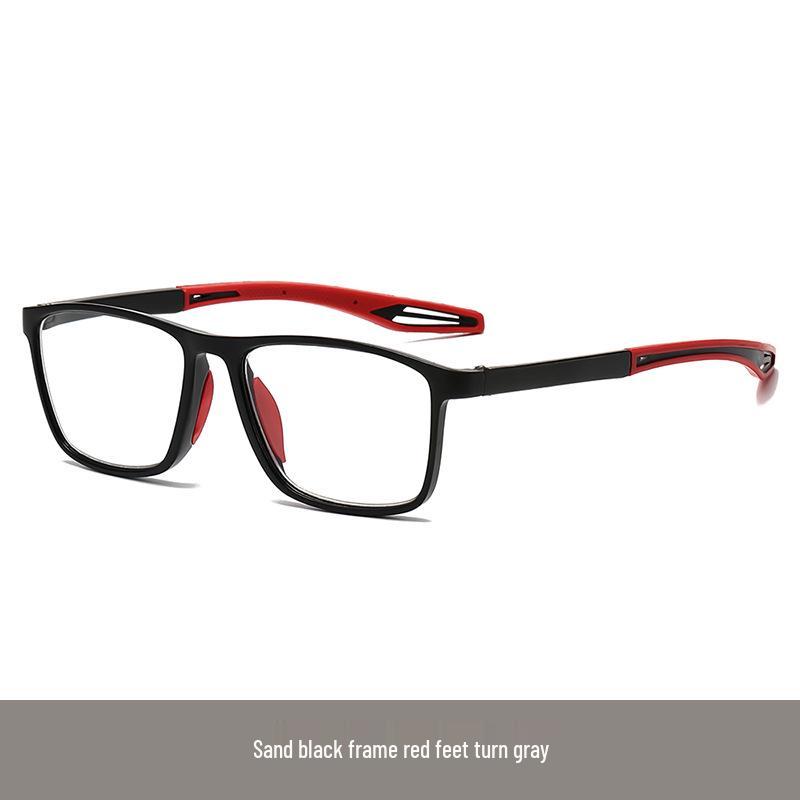 Color-Changing Anti-Slip Sports Reading Glasses with Single Vision Flat Lens, Fashionable Square Frames, TikTok Style.