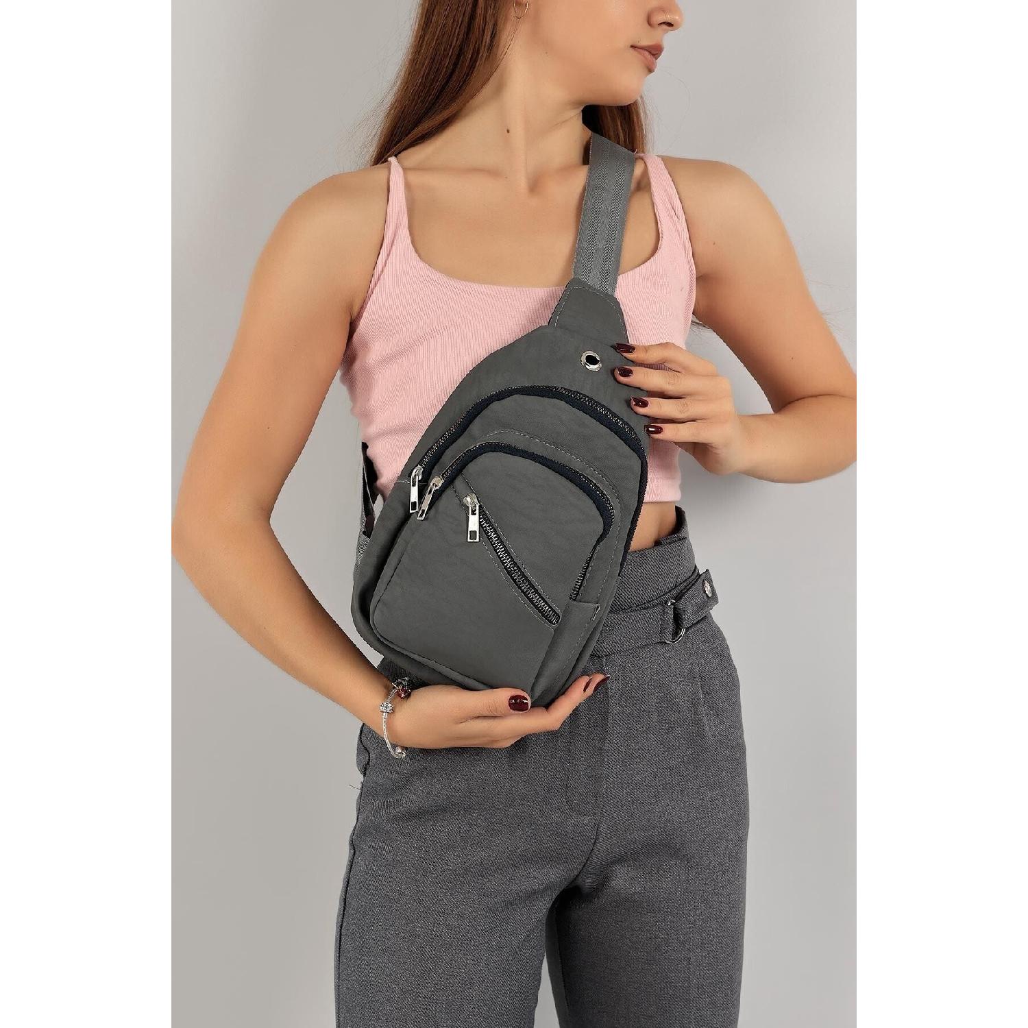 

Unisex Gray Side Cross Chest And Waist Bag With Headphone Usb Port And Mobile Phone Compartment чёрный