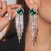 European & American Luxury Long Tassel Earrings: Sparkling Diamond & Crystal Studs for Women