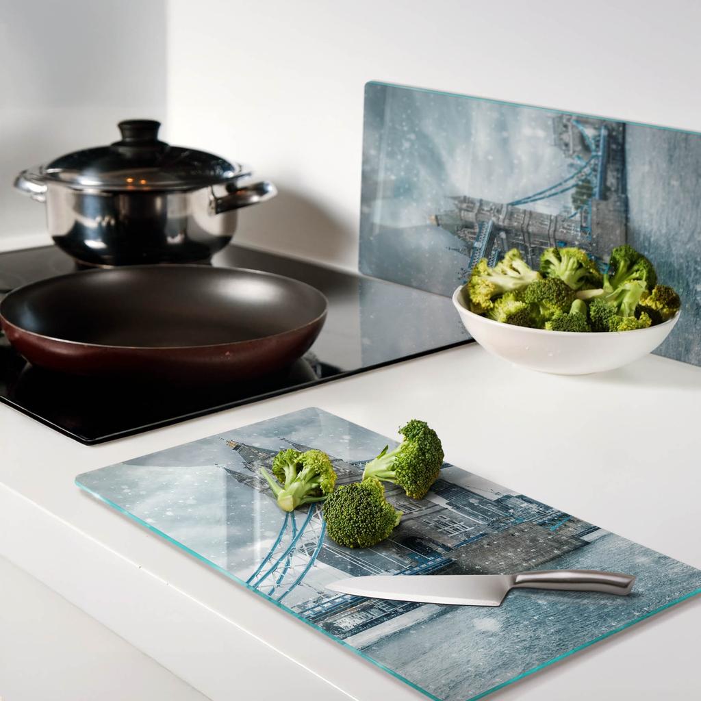 Set of Two Glass Cutting Boards Tower Bridge London 2X30X52 Cm