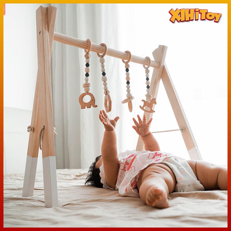 

Nordic Style Wooden Baby Fitness Rack and Toys Set