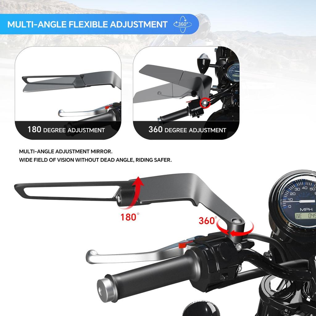 For Kawasaki Z900 Z650 Z125 Pro Z250 Z400 Z300 Z800 Z750 Z900 Z1000 Rotate Adjustable Mirrors Motorcycle Side View Wing Mirrors
