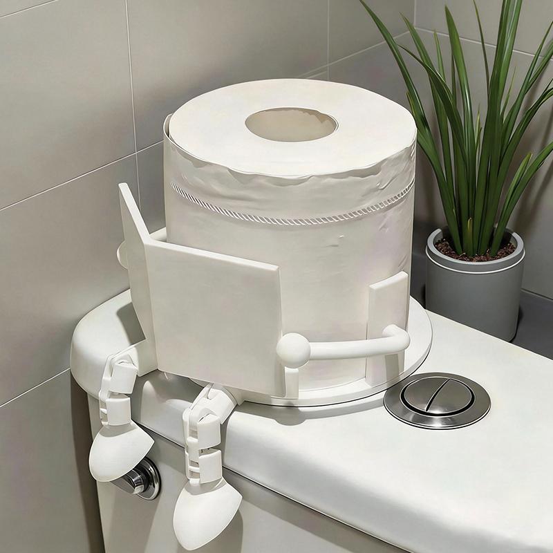 Soporte de Papel Higiénico Creativo de Pie - Divertido Diseño de Postura Sentada, Articulación Desmontable Adorno Artístico Práctico, Decoración de Baño para el Hogar