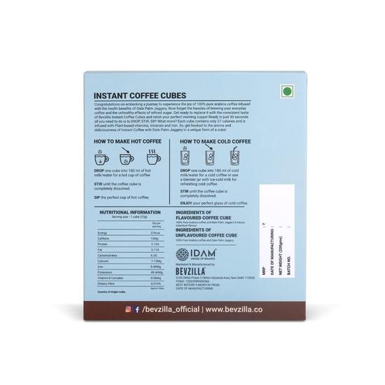 Bevzilla 20 Assorted Instant Coffee Cubes Pack with Date Palm Jaggery, 4 Flavours, Arabica Coffee, Zero Refined Sugar, Real Ingredients