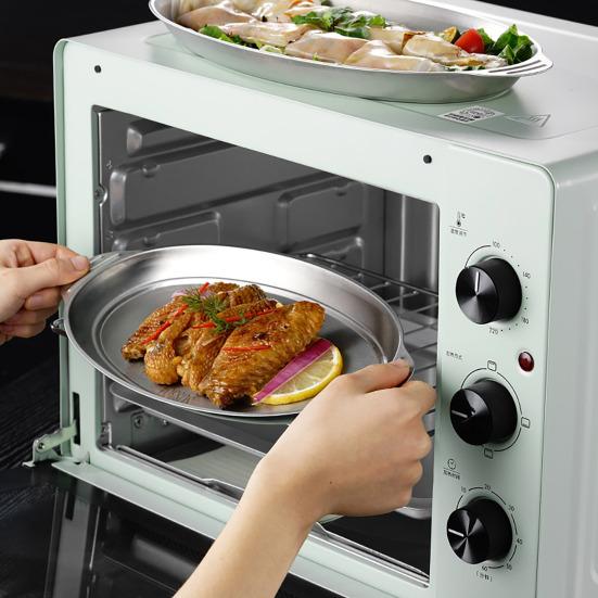 Stainless Steel Roasting Pan with Handles Oval Grilled Fish Pan Multifunctional Baking Pan