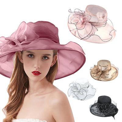 Modischer Organza-Kirchen-Fascinator für Damen, Braut-Teeparty-Hochzeitshut