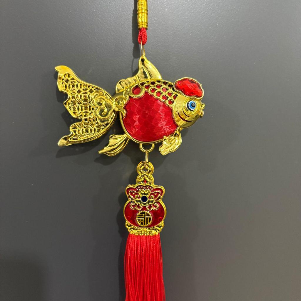 Guochao Koi Lantern Pendant: Gold Silk Tassel Decor for Housewarming & New Year Celebrations