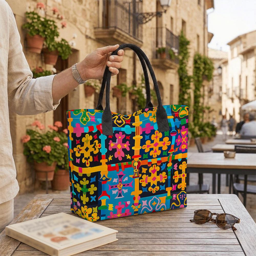 Colorful Bohemian Pattern Tote Bag Large Capacity Daily Casual Shopping Shoulder Bag For Women