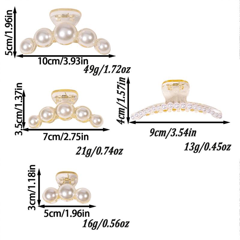 Simple Temperament Pearl Hair Clip for Woman Korean Shark Clip Girl's Ponytail Clip