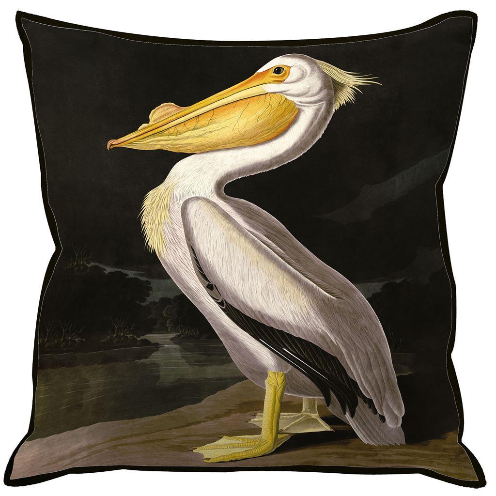 John James Audubon American White Pelican Filled Cushion
