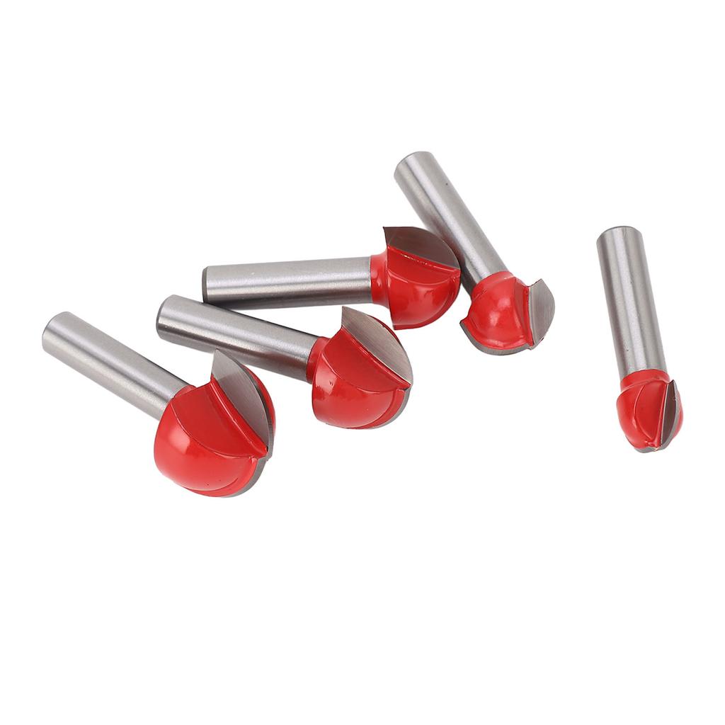 5 Pcs Round Nose Router Bit 8mm Shank Carbide High Hardness Core Box Router Bit for Woodworking